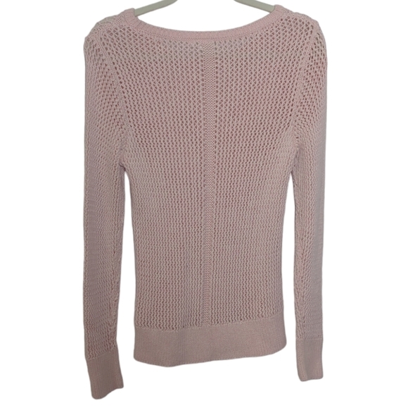 Gap Boat Neck Open Knit Cotton Sweater Light Pink Size Medium - Picture 2 of 6